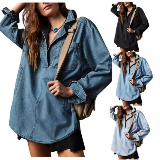 💕WOMEN'S DENIM V-NECK PULLOVER SHIRT