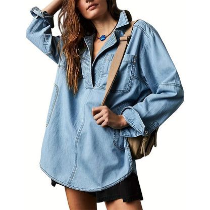 💕WOMEN'S DENIM V-NECK PULLOVER SHIRT