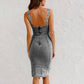 🍹Er ist für neue sommer-50%OFF☀️Verstellbarer Träger U-Neck Split Denim Bodycon Cami-Kleid