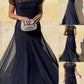 Damen Maxikleid mit Raffung und Rundhalsausschnitt aus Mesh