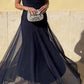 Damen Maxikleid mit Raffung und Rundhalsausschnitt aus Mesh