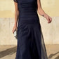 Damen Maxikleid mit Raffung und Rundhalsausschnitt aus Mesh