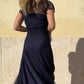 Damen Maxikleid mit Raffung und Rundhalsausschnitt aus Mesh