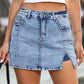 Kurze Denim-Röcke mit hoher Taille und SchlitzGrößen-Tabelle
